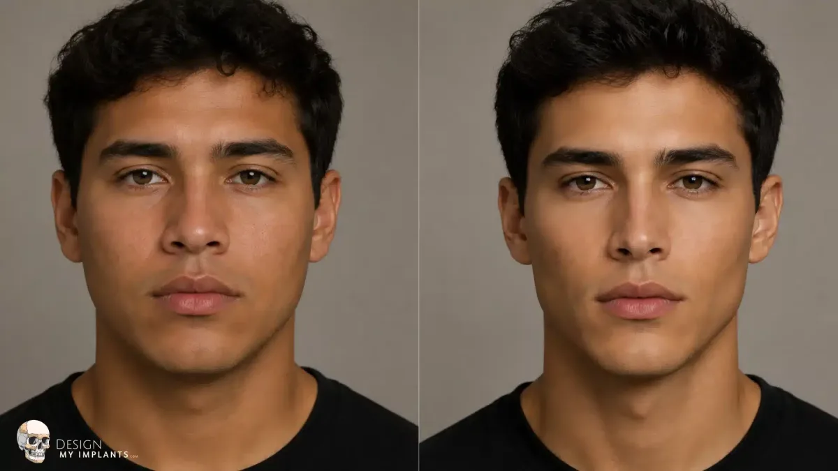 Side-by-side comparison of two male facial profiles showing different cheekbone and jaw structure associated with different regions of the world